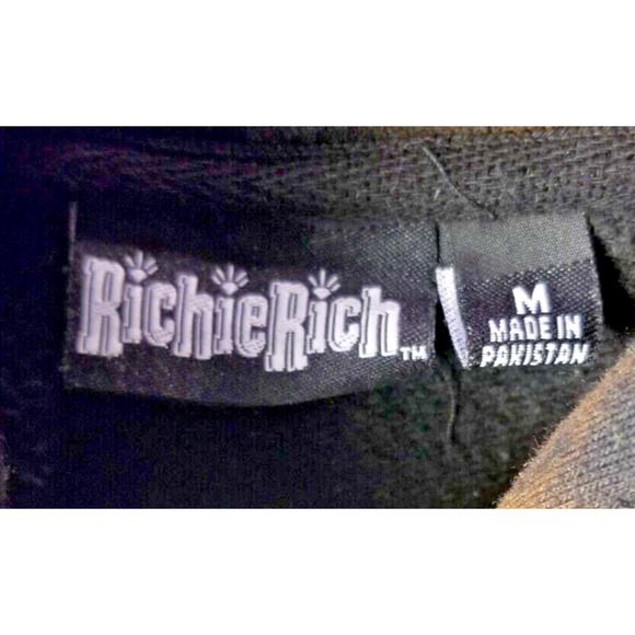 Richie Rich Hoodie Men Med Brown Black Graphic Pullover Tie Dye Drawstring Skate - Picture 6 of 9